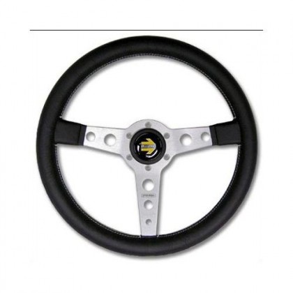 Classic Momo Prototipo Silver & Leather Steering Wheel All Models 1965-Onwards