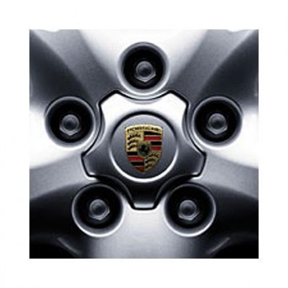Wheel Cap Chrome Porsche Cayenne Star 18", 19"  & 20" Coloured Crest Set of 4