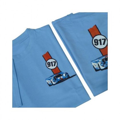 Gulf Racing Porsche 917 Retro Mens T-Shirt Blue Size: Small - XXLarge