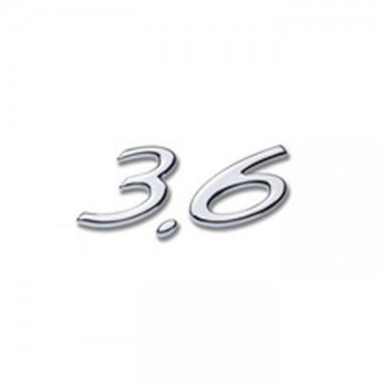 OEM 3.6 Badge in Chrome for rear Lid All 911 GT3 & Turbo / Cayenne V6 Models