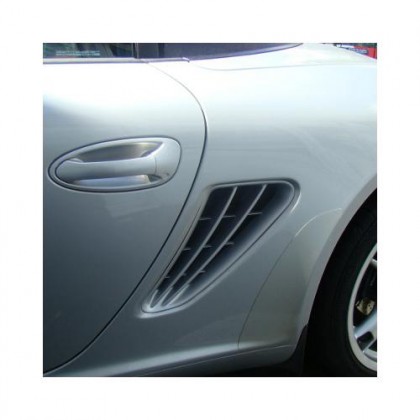 Cayman Style Side Vents in Grey Primer with inner mounts 2005-2012
