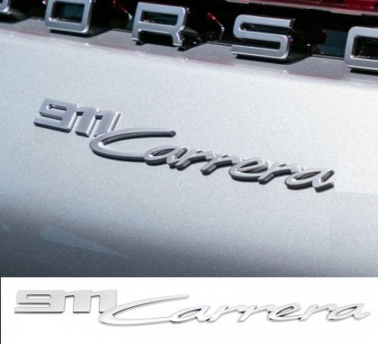 911 Carrera Badge combined (992 Type) in Galvano Silver Matt Chrome Look