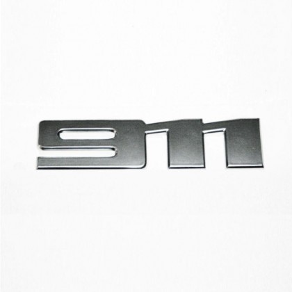 911 Badge ( 992 Flat Type ) in Galvano Silver Matt Chrome Look