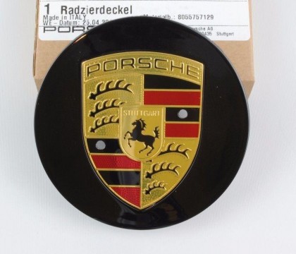 Wheel Cap Black Flat with Coloured crest All Porsche Models (Not Fuchs or Macan)