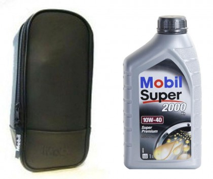 Mobil 10W 40 1 Ltr & Delux Pouch Kit ( Ideal gift or for long trips )
