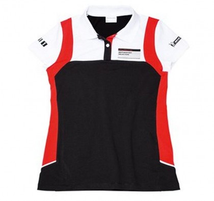 Porsche Ladies Polo Shirt Black/White/Red
